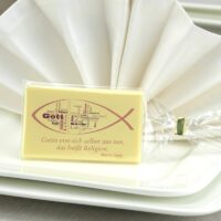 Tischkarten aus Schokolade einzeln verpackt in der Tüte