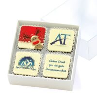 4er Logopralinenbox mit Klarsichtdeckel | karree (ab 50 Stück)