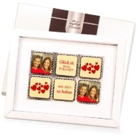 6er Pralinenbox mit quadratischen Fotopralinen