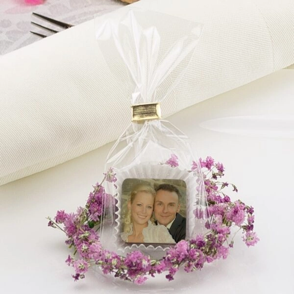 Hochzeitspralinen mit Ihrem Foto in der Tüte karree