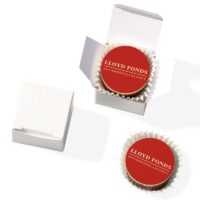 Pralinen mit eigenem Logo im Würfel verpackt | rund
