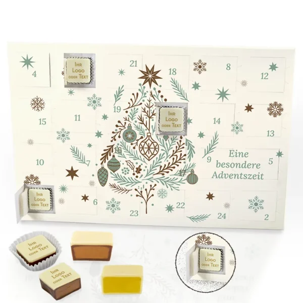 Premium Adventskalender mit Logo-Pralinen | Mint Edition