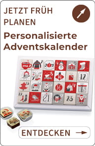 Bildlink zur Adventskalender-Kategorie. Würfelkalender mit personalisierten Karree-Pralinen.