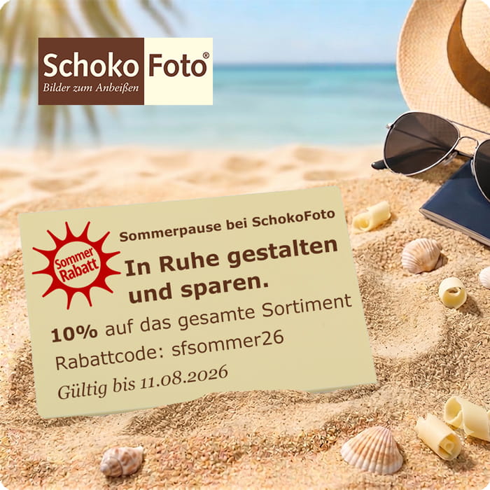 Banner-SchokoFoto hat Sommerpause mit Rabattcode.