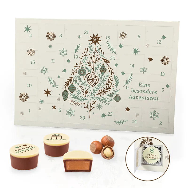 Adventskalender mit 24 Nougat-Logo-Pralinen | Mint Edition | ab 10 Stück – Bild 4