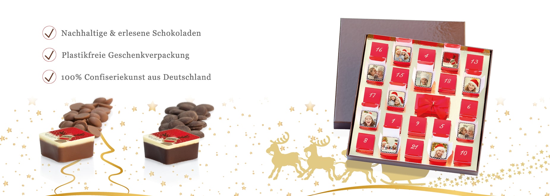 Adventskalender mit personalisierten Pralinen  SchokoFoto